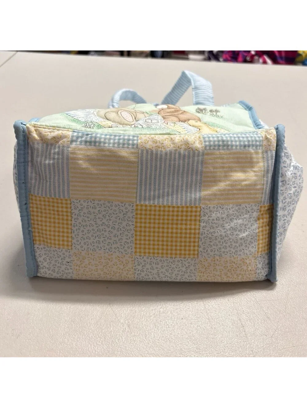NWT 80s 90s Vintage Carter’s Baby Diaper Bag Light Green Gingham Rabbit Bear